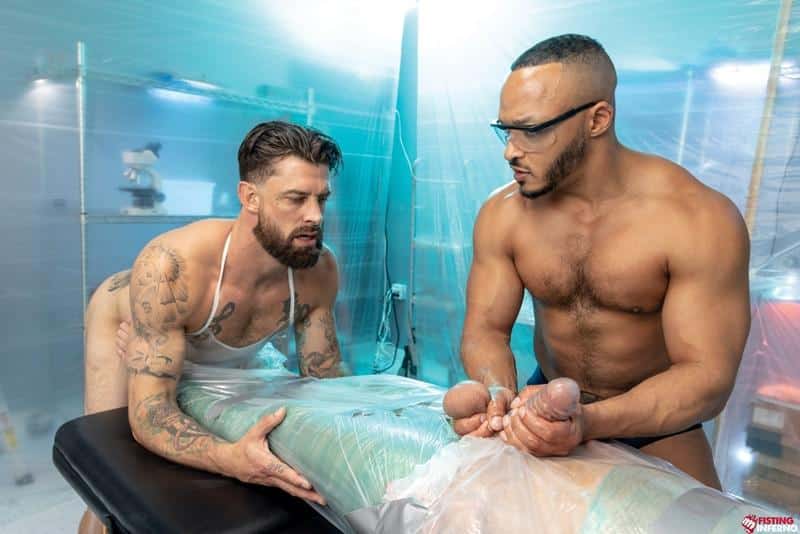 Sexy muscled hunk Dillon Diaz Alpha Wolfe abuse plastic wrapped Isaac X naked body 1 gay porn pics - Sexy muscled hunk Dillon Diaz and Alpha Wolfe abuse plastic wrapped Isaac X’s naked body