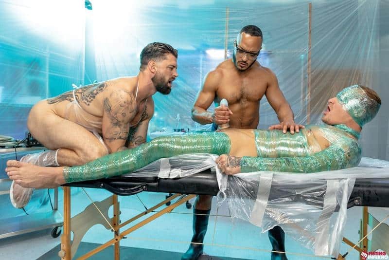 Sexy muscled hunk Dillon Diaz Alpha Wolfe abuse plastic wrapped Isaac X naked body 13 gay porn pics - Sexy muscled hunk Dillon Diaz and Alpha Wolfe abuse plastic wrapped Isaac X’s naked body