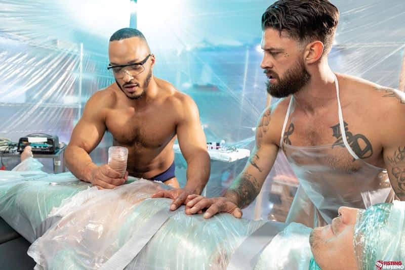 Sexy muscled hunk Dillon Diaz Alpha Wolfe abuse plastic wrapped Isaac X naked body 8 gay porn pics - Sexy muscled hunk Dillon Diaz and Alpha Wolfe abuse plastic wrapped Isaac X’s naked body